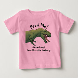 Camiseta Para Bebê Dinossauro T-Rex Alimenta-Me Uma Roupa De Bebê