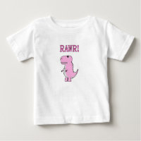 Dinossauro T-Rex, Cartoon Rosa, Bonito E Irritado