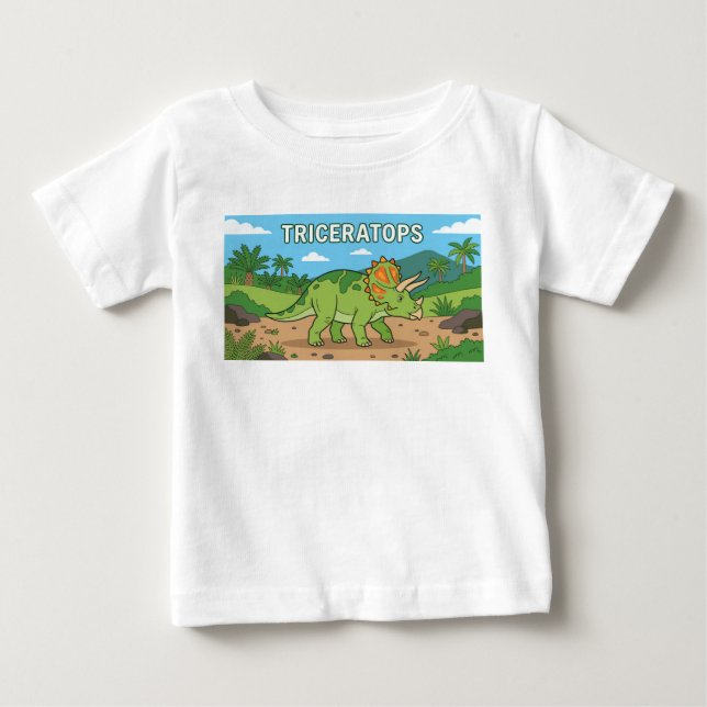 Camiseta Para Bebê dinossauro triceratops  (Frente)