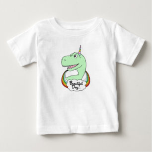 Camiseta Para Bebê Dinossauro Unicorn