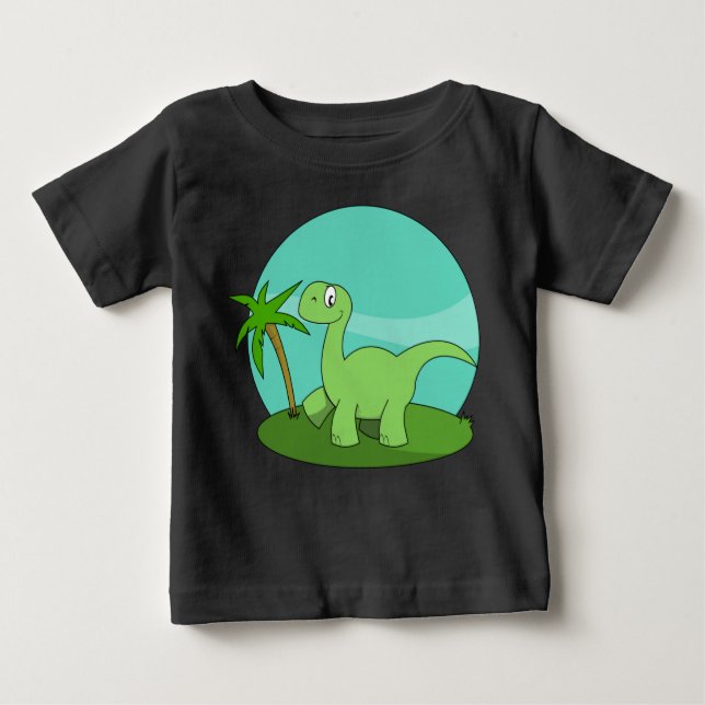 Camiseta Para Bebê Dinossauro verde bonito (Frente)