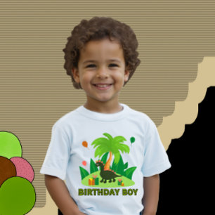 Camiseta Para Bebê Dinossauro verde para festa de aniversário