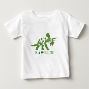 Camiseta Para Bebê Dinossauro Verde RAWR!!