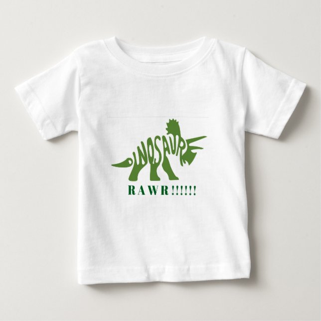Camiseta Para Bebê Dinossauro Verde RAWR!! (Frente)