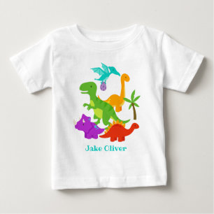 Camiseta Para Bebê Dinossauros Bonitos Personalizados