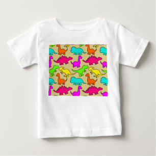 Camiseta Para Bebê Dinossauros Coloridos