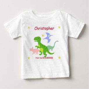 Camiseta Para Bebê Dinossauros Cons Personalizados