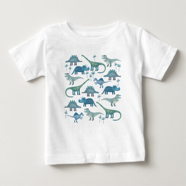 Camiseta Para Bebê Dinossauros Fofos (Frente)