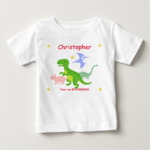 Camiseta Para Bebê Dinossauros Fofos Personalizados