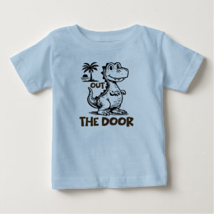 Camiseta Para Bebê Dinossauros Kids Saindo pela Porta