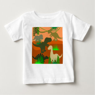 Camiseta Para Bebê Dinossauros na Natureza
