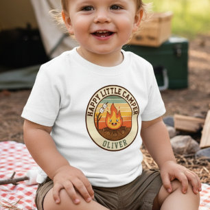 Camiseta Para Bebê Distintivo de Feliz Pequeno Acampante