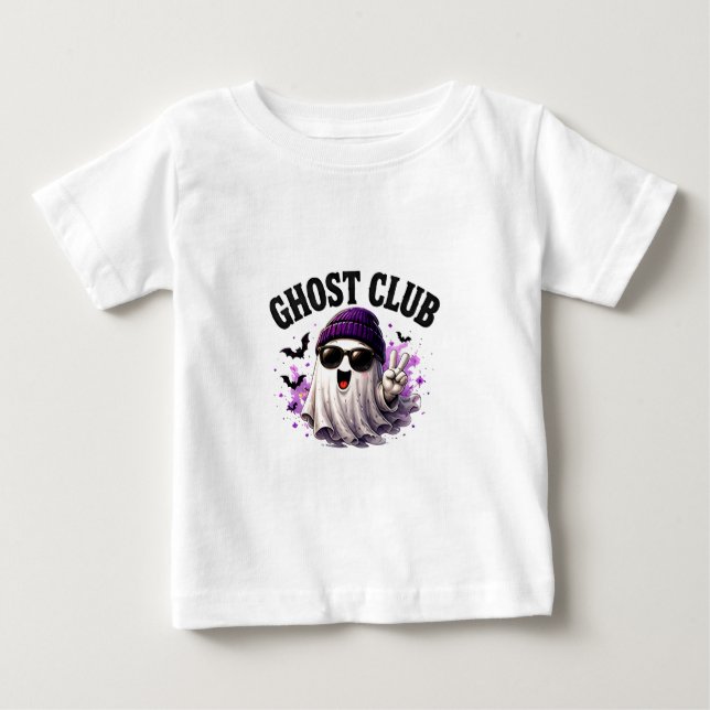 Camiseta Para Bebê 🎃 Dito de Fantasma Fofo de Halloween 👻 (Frente)