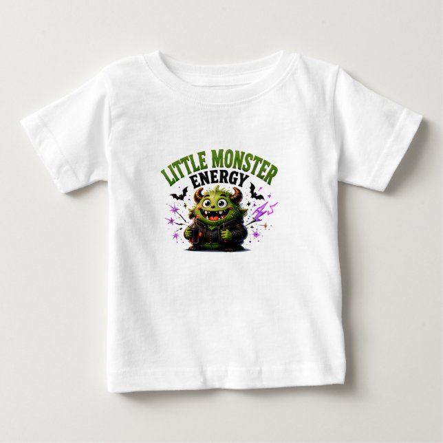 Camiseta Para Bebê 🎃 Dito de Monstro Fofo de Halloween 👹 (Frente)