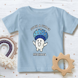Camiseta Para Bebê Dito Engraçado Kawaii Cogumelo Cartoon Fungo Azul 