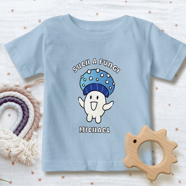 Camiseta Para Bebê Dito engraçado Kawaii Cogumelo Cartoon Fungo Azul  (Criador carregado)