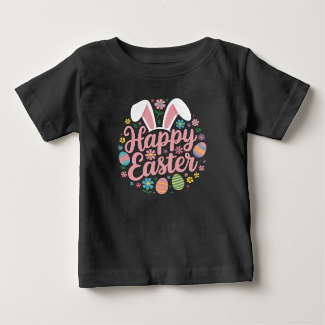 Camiseta Para Bebê Ditos Felizes Páscoa Ovo Coelho (Frente)