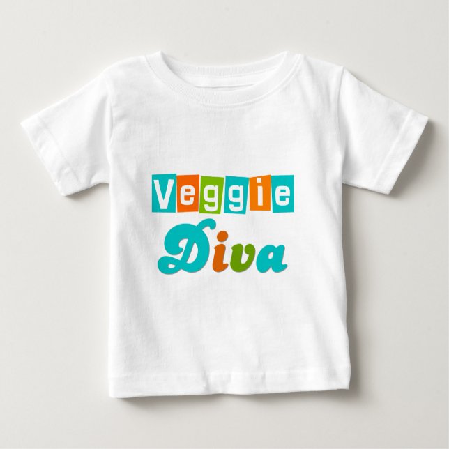 Camiseta Para Bebê Diva retro do vegetariano (Frente)
