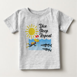 Camiseta Para Bebê Dive Sleep Repetir Design - Baby Fine Jersey T-Shi