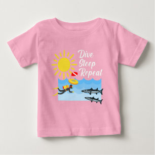Camiseta Para Bebê Dive Sleep Repetir Design - Baby Fine Jersey T-Shi
