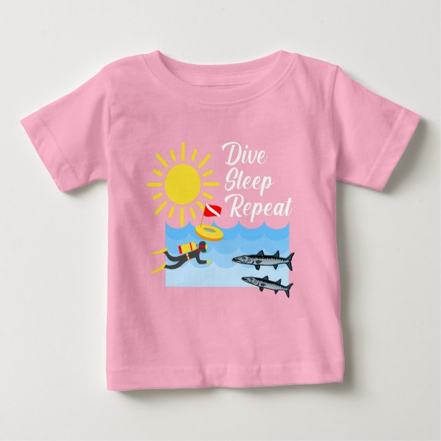 Camiseta Para Bebê Dive Sleep Repetir Design - Baby Fine Jersey T-Shi (Frente)