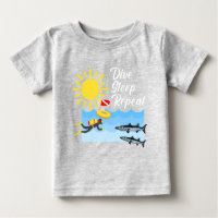Dive Sleep Repetir Design - Baby Fine Jersey T-Shi