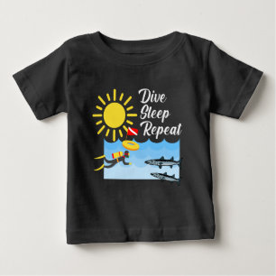 Camiseta Para Bebê Dive Sleep Repetir Design - Baby Fine Jersey T-Shi