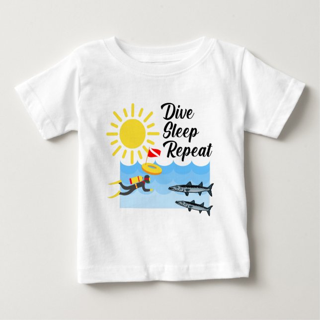 Camiseta Para Bebê Dive Sleep Repetir Design - Baby Fine Jersey T-Shi (Frente)