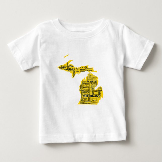 Camiseta Para Bebê Diversão Amarelo e Marinho do Estado Azul das cida (Frente)