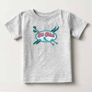 Camiseta Para Bebê Diversão com Snowboarding para Garota de Esqui Nov
