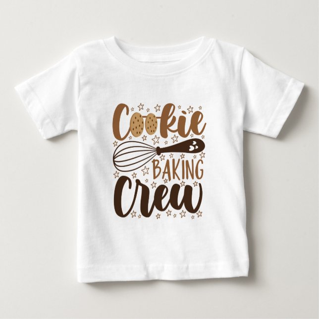 Camiseta Para Bebê Diversão Cookie Baking Crew Design (Frente)