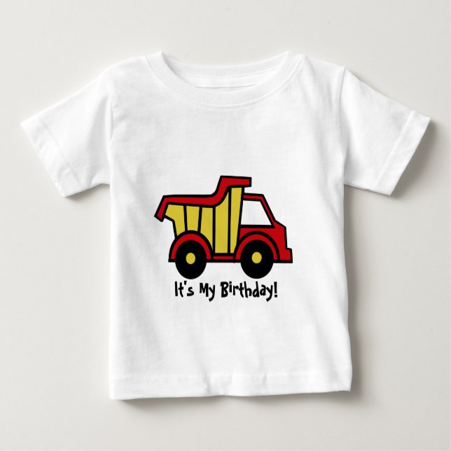 Camiseta Para Bebê Diversão de Construção/ Despejo de Caminhão (Frente)
