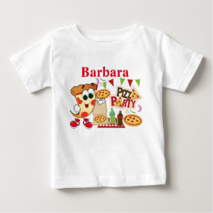Camiseta Para Bebê Diversão de Festa de Pizza Personalizada