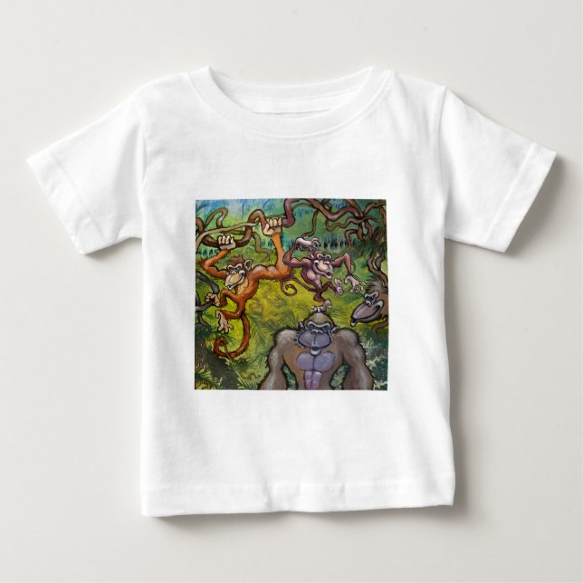 Camiseta Para Bebê Diversão de macacos (Frente)