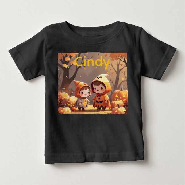 Camiseta Para Bebê Diversão de outono com um amigo (Frente)