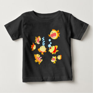 Camiseta Para Bebê Diversão do desenho animado do filhote de peixe