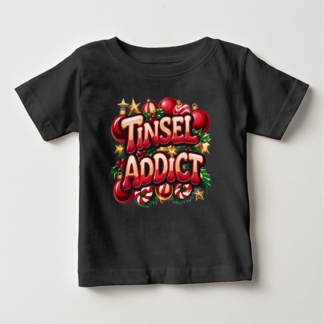 Camiseta Para Bebê Diversão do viciado em Tinsel (Frente)
