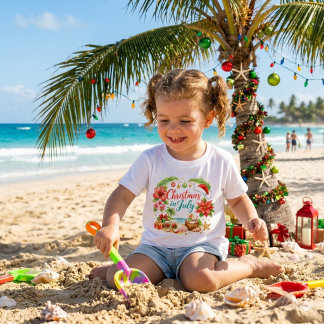Camiseta Para Bebê Diversão Natal em Julho Férias na Praia