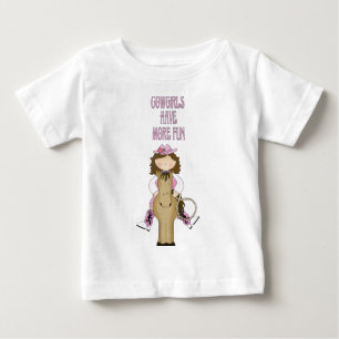 Camiseta Para Bebê Diversão Ocidental! Garota/Cavalo 2T - T LS T-Shir