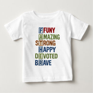 Camiseta Para Bebê Divertido Incrível Forte Feliz Devotado Corajoso P