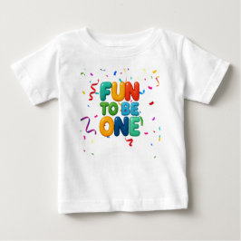 Camiseta Para Bebê Divertido ser Um, Confetes Coloridos Aniversário d
