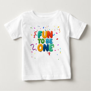 Camiseta Para Bebê Divertido ser Um, Confetes Coloridos Aniversário d