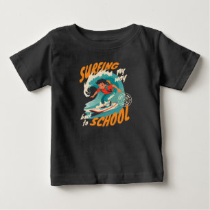 Camiseta Para Bebê Divertido Surfando de Volta à Escola Retro