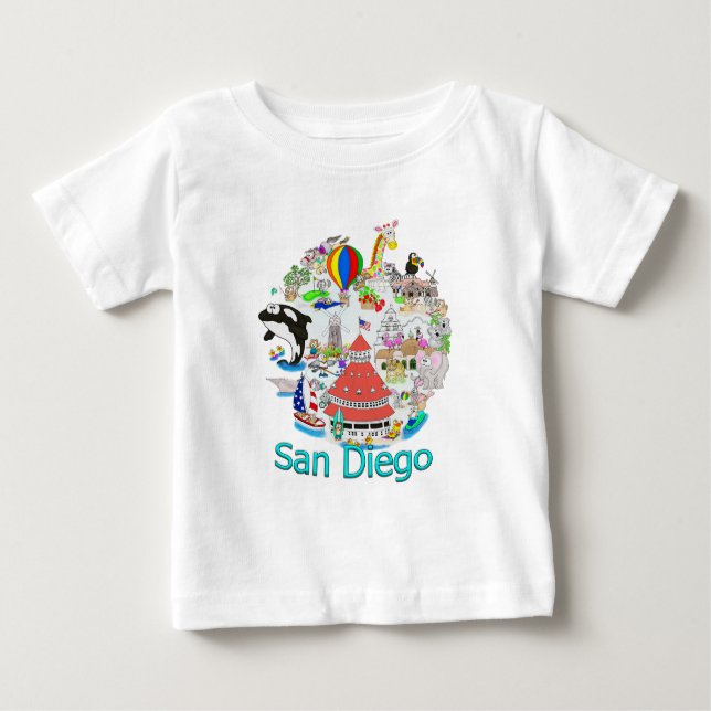 Camiseta Para Bebê Divertimento San Diego California (Frente)
