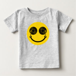 Camiseta Para Bebê DJ Disco Jockey de Rosto Sorridente