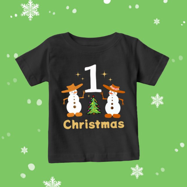 Camiseta Para Bebê Do boneco de neve de Natal (Criador carregado)
