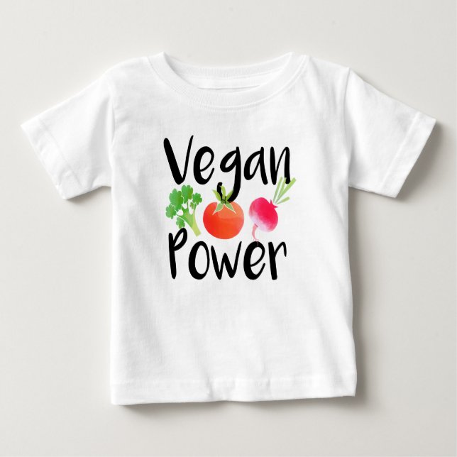 Camiseta Para Bebê Do "camisa do bebê do poder Vegan" (Frente)