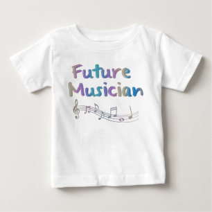 Camiseta Para Bebê Do miúdo futuro das notas musicais do músico do