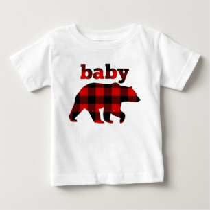 Camiseta Para Bebê Do "urso do bebê da xadrez búfalo "