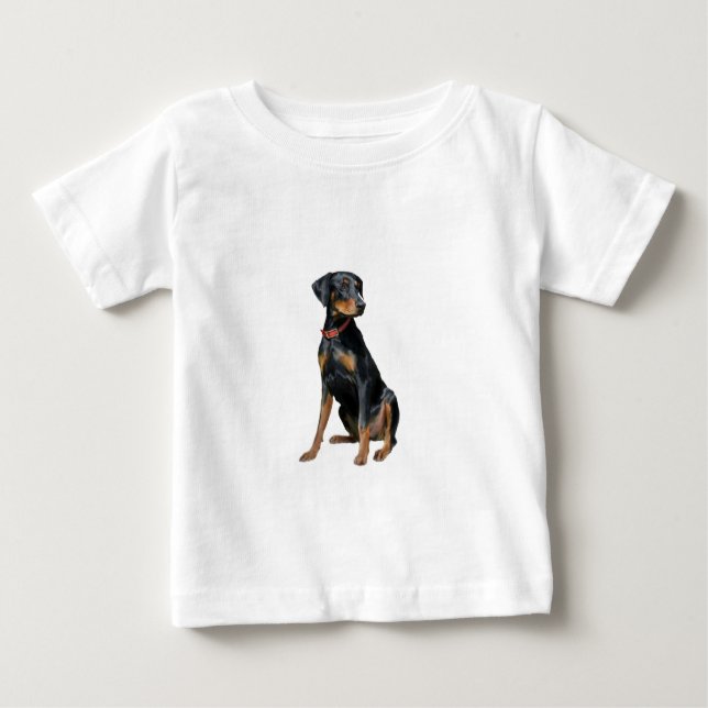Camiseta Para Bebê Doberman Pinscher (natural) (Frente)